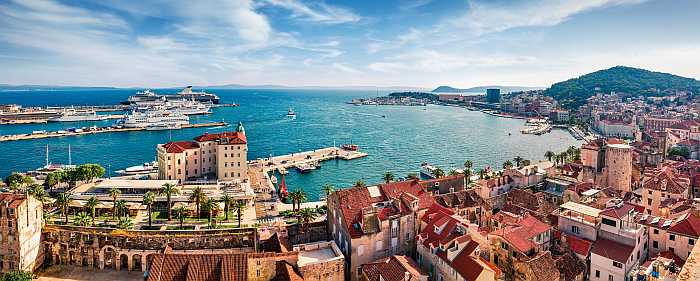 Cityscape of the old medieval city of Split, Croatia.